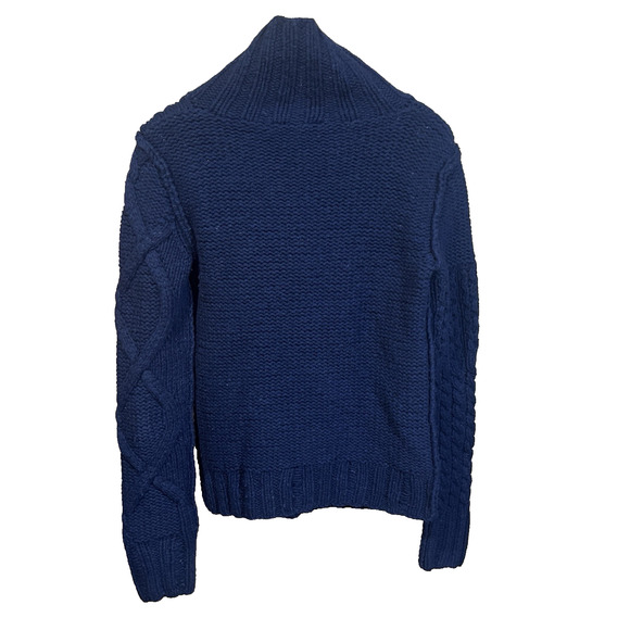 Vintage Diesel Gold Label Y2K Wool Sweater Chunky Mixed Cable Knit Small Blue - Picture 5 of 14